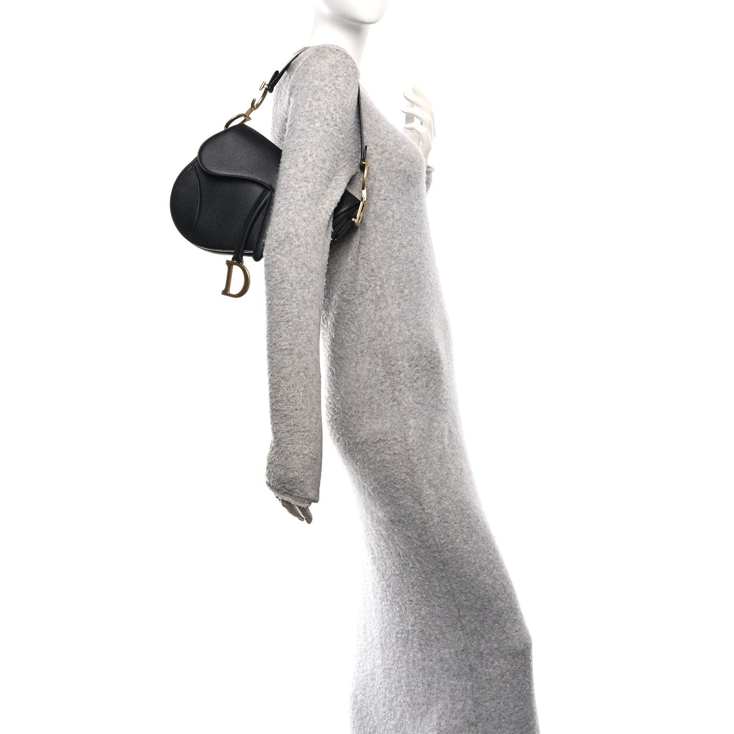 Grained Calfskin Saddle Bag Black