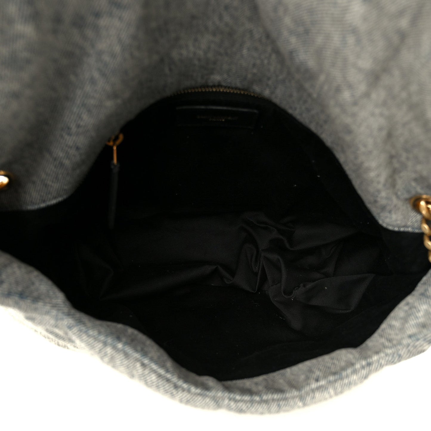 Denim Quilted Medium Loulou Puffer Monogram Chain Satchel Azur