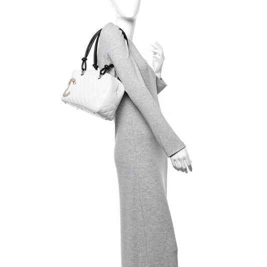 Calfskin Python Quilted Large Cambon Bowler White