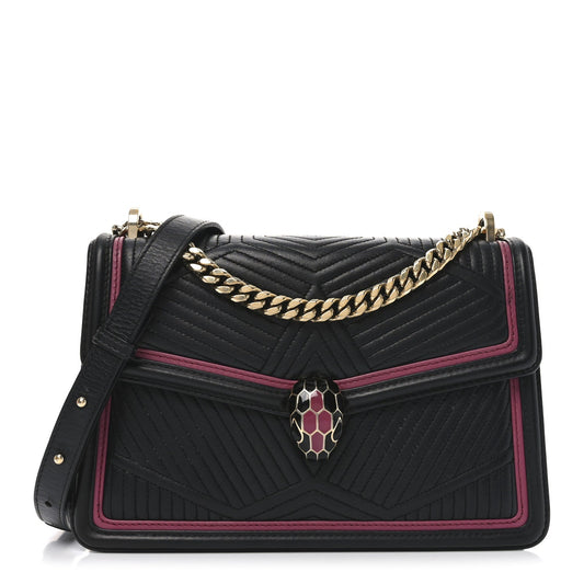 Nappa Quilted Serpenti Forever Diamond Blast Shoulder Bag Black Pink