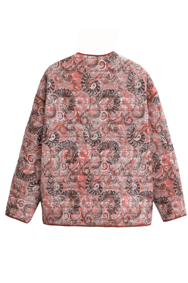 Chaqueta de algodón tipo cárdigan con cuello en V y estampado retro 