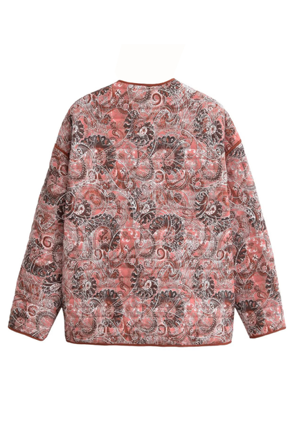 Chaqueta de algodón tipo cárdigan con cuello en V y estampado retro 