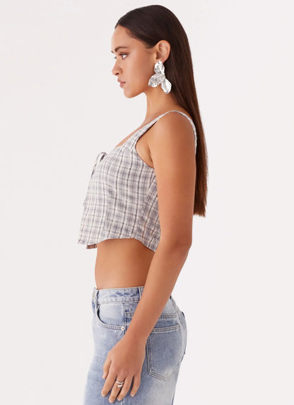 Oasis Dreams Tie Top - Check