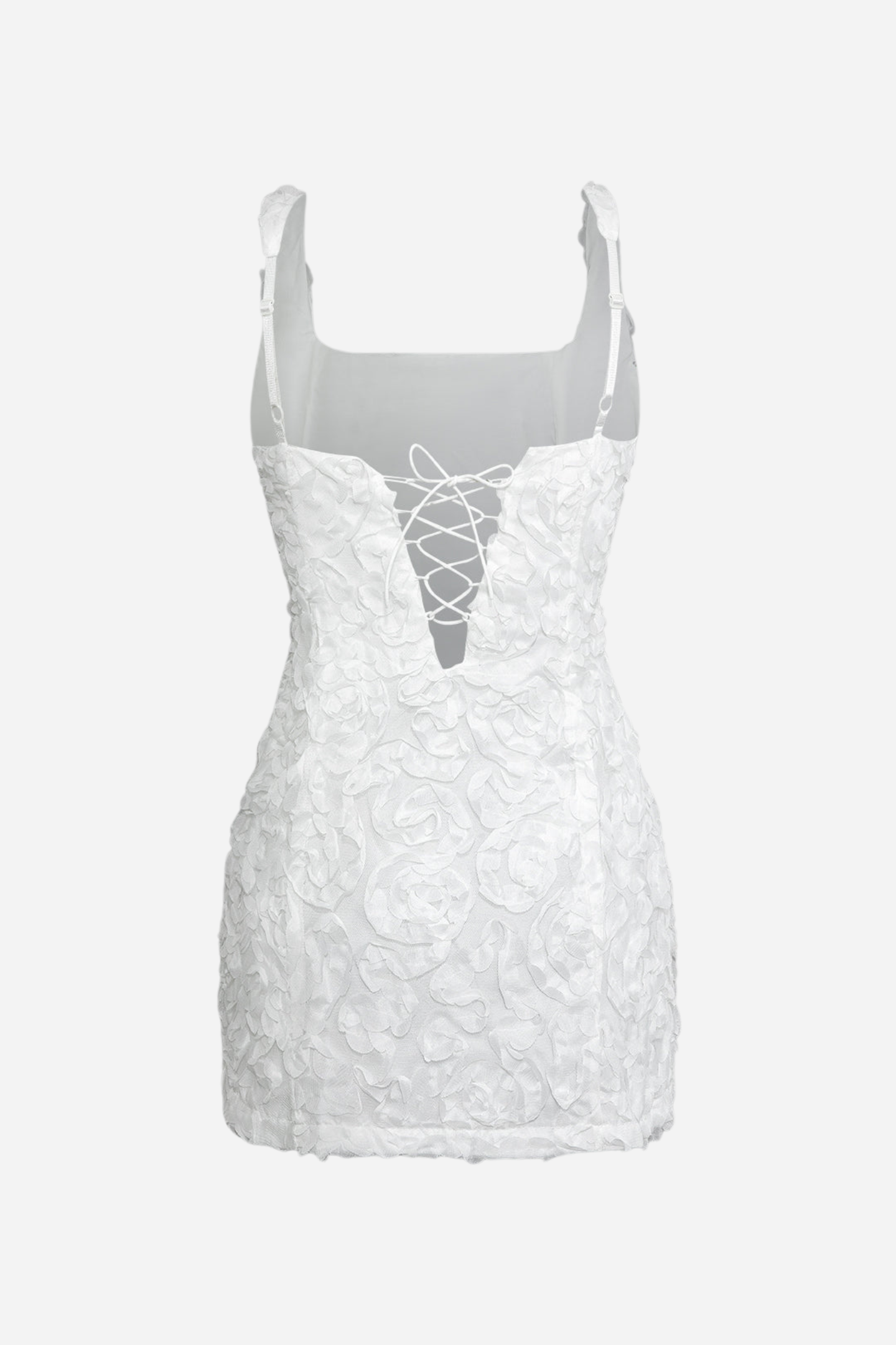 Vestido mini con encaje y apliques florales Doris