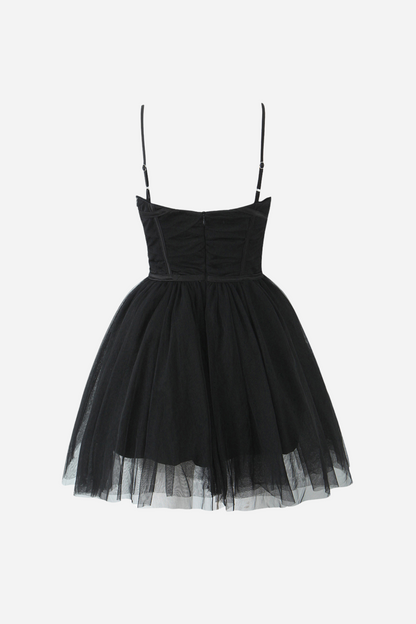 Vestido lencero mini de malla con lazo Myrna 