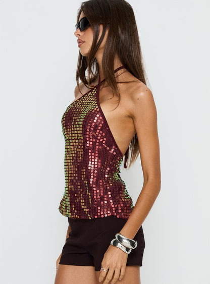 September Sunsets Halter Top Wine