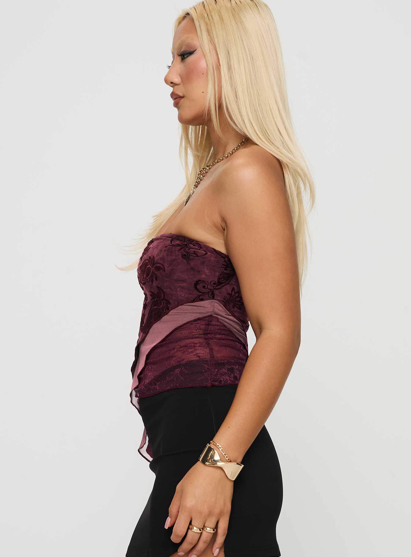 Lourde Strapless Top Wine