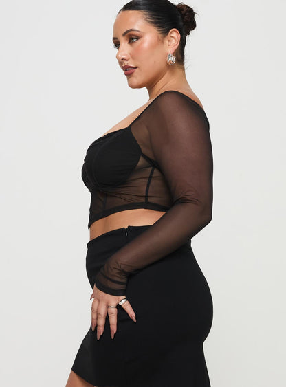 Maranta Long Sleeve Top Black Curve