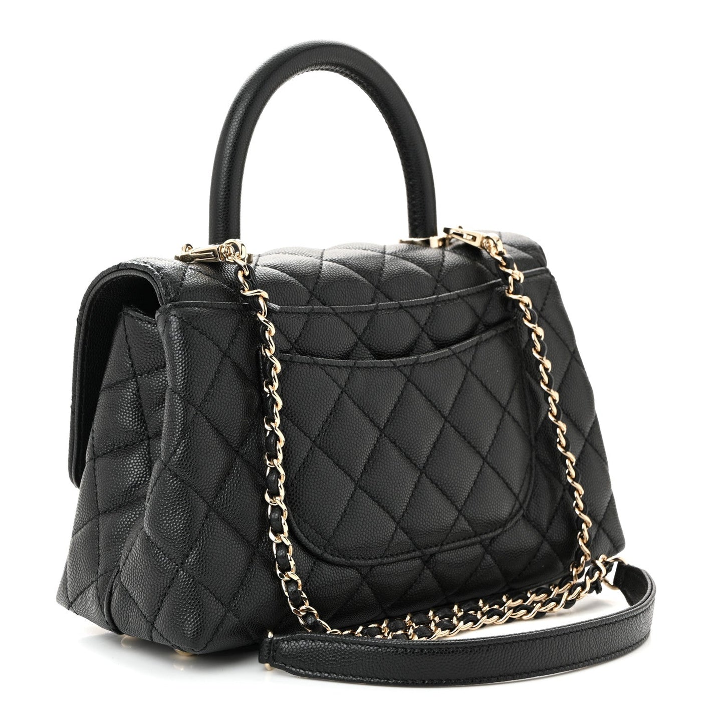 Caviar Quilted Mini Coco Handle Flap Black