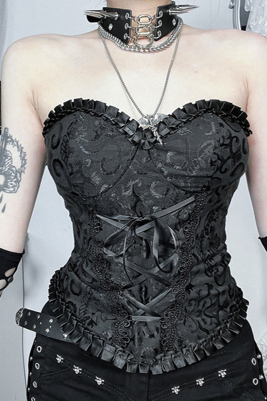 Gothic Jacquard Slim Tie Corset