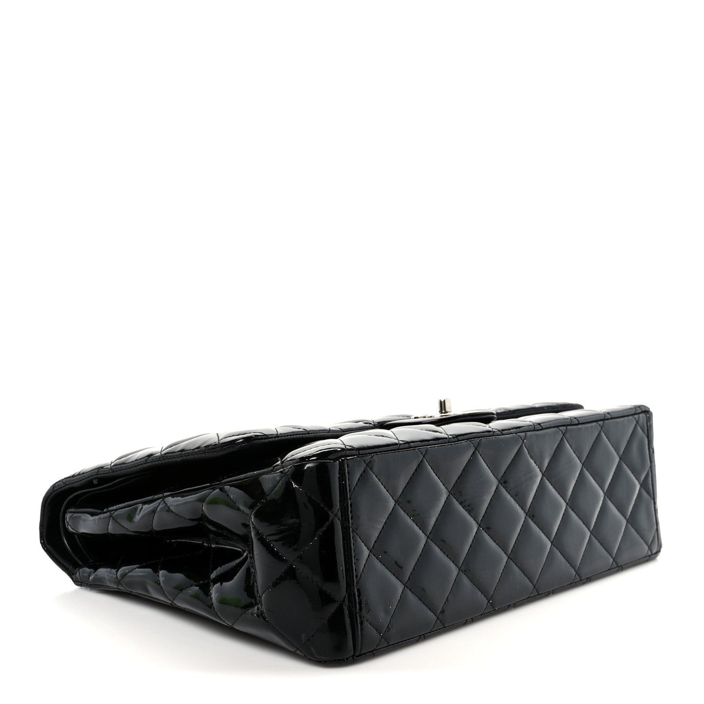 Patent Quilted Maxi Double Flap Black