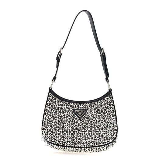 Satin Crystal Cleo Adjustable Strap Shoulder Bag Metal