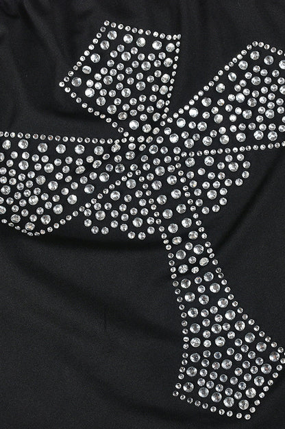 Sexy Rhinestone Cross Strapless Bodycon Mini Dress