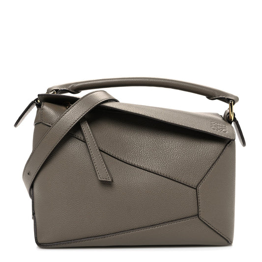 Soft Grained Small Puzzle Edge Bag Taupe