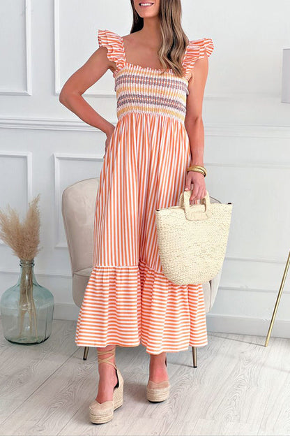 Vestido de nido de abeja a rayas de halva 