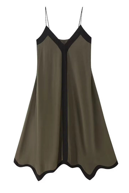 Vestido lencero con bloques de dos colores
