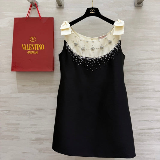 Valen 26s Rhinestone Beaded Dress Black Cotton 344751