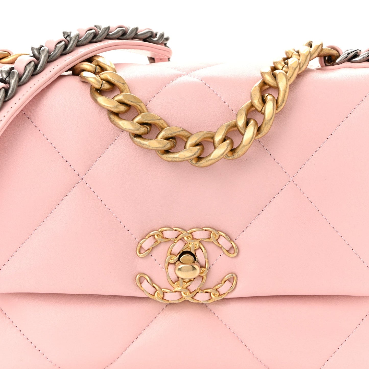 Lambskin Quilted Medium Chanel 19 Flap Light Pink