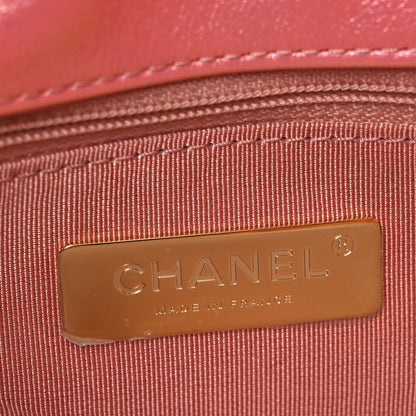 Iridescent Lambskin Quilted Large Chanel 19 Flap Pink