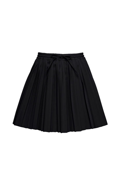 Conjunto de minifalda plisada con cuello en V de Belinda 