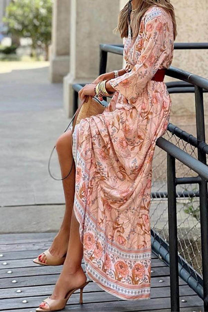 Vestido largo con estampado floral bohemio