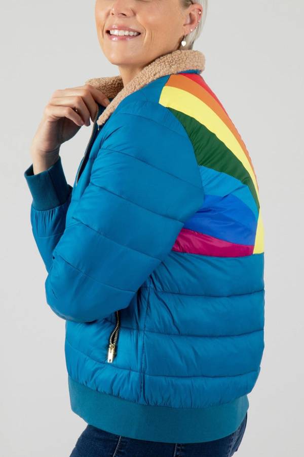Chaqueta aislante de rayas retro Chasing Rainbows