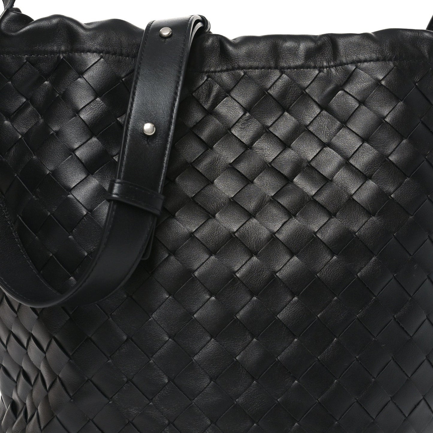 Nappa Intrecciato Biblioteca Bucket Bag Black