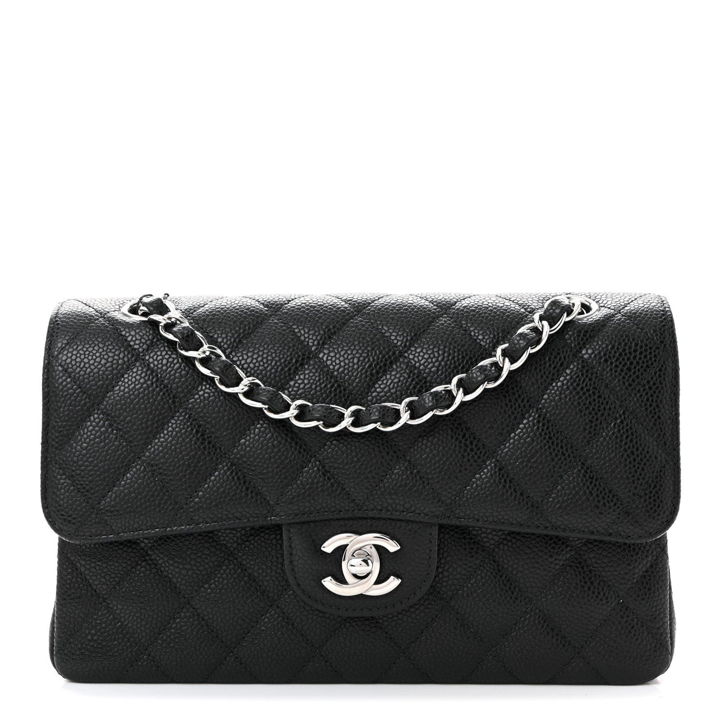 Caviar Quilted Small Double Flap Black