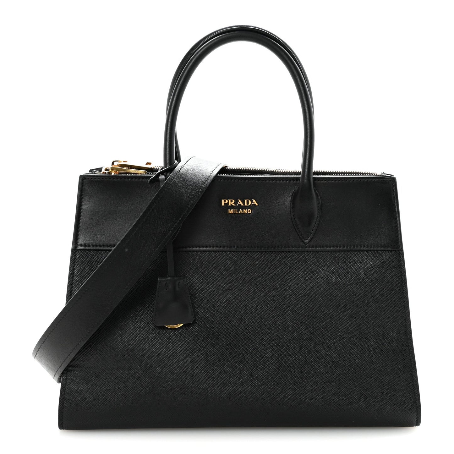 Saffiano City Calfskin Paradigme Bag Black