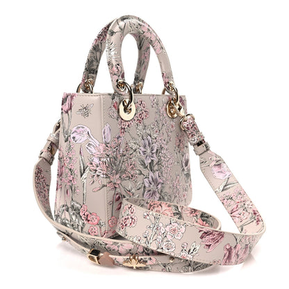 Calfskin Flower Printed Small My ABCDior Lady Dior Pink Multicolor