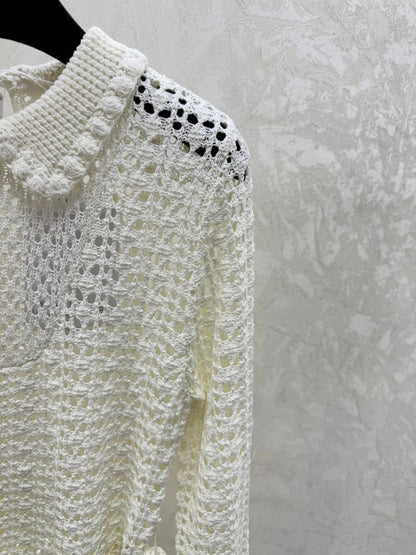 CHANEL 25S OPEN-KNIT WAIST-TIE SWEATER 528