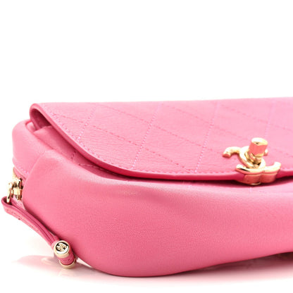 Goatksin Quilted Casual Trip Waist Bag Pink
