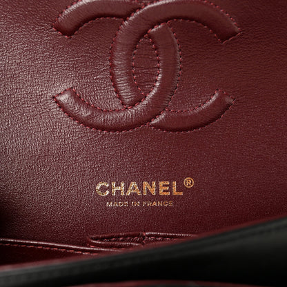 Lambskin Quilted Medium Double Flap Black