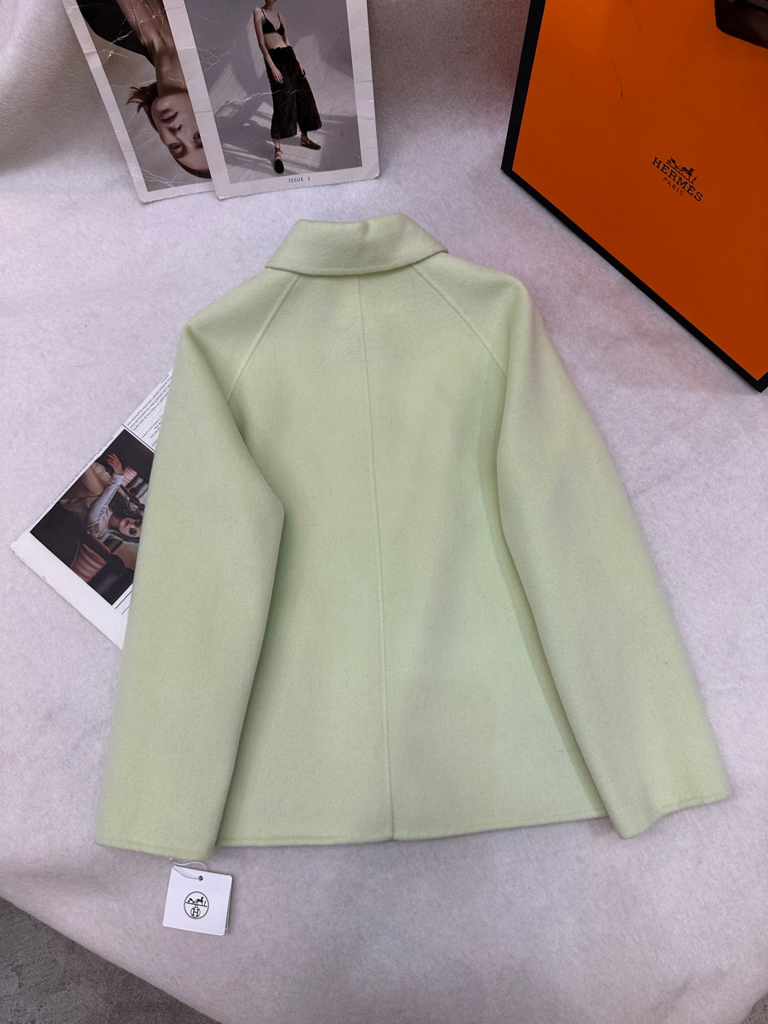 HM Double-Faced Cropped Coat Mint Green Cashmere 304249