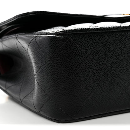 Caviar Quilted Jumbo Double Flap Black