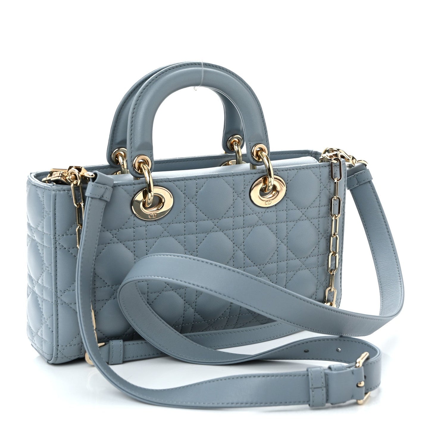 Lambskin Cannage Medium Lady D-Joy Light Blue