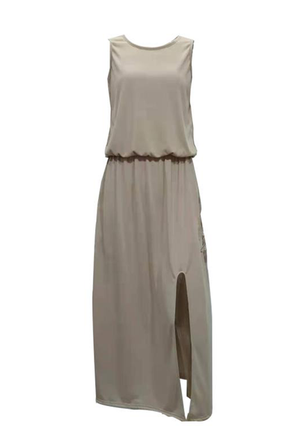 Vestido largo bohemio sin mangas con abertura lateral