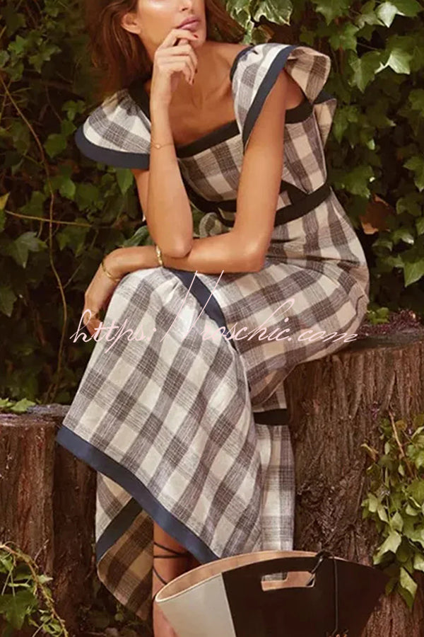 Contrast Paneled Sleeveless Square-neck Maxi Dress
