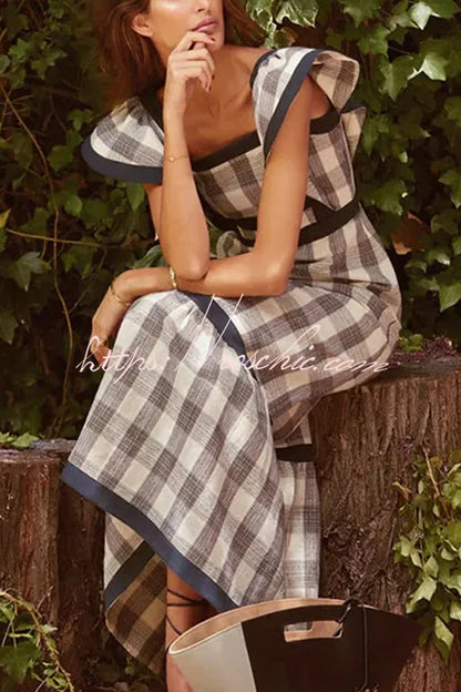 Contrast Paneled Sleeveless Square-neck Maxi Dress