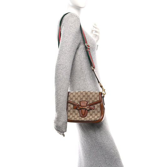 Monogram Medium Lady Web Shoulder Bag Beige Cuir