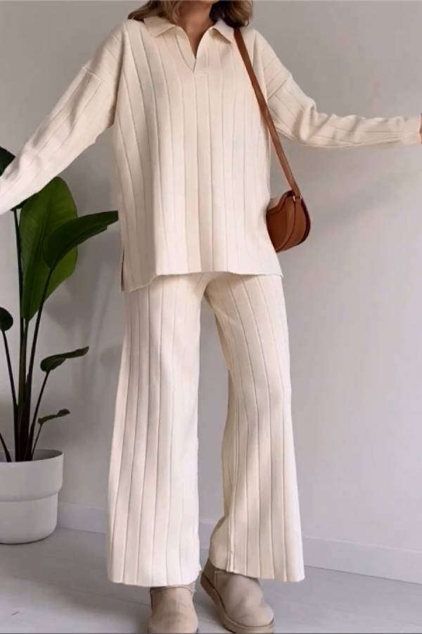 Conjunto de dos piezas de suéter jacquard con rayas Pit Stripe