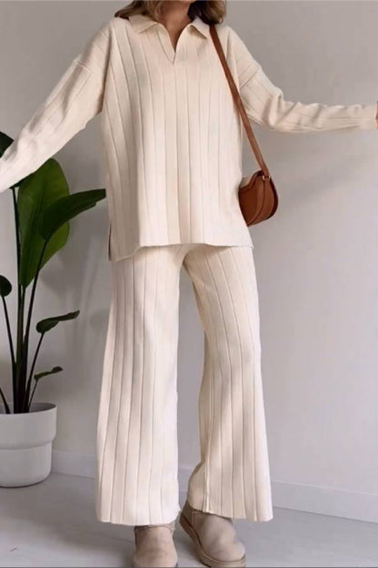 Conjunto de dos piezas de suéter jacquard con rayas Pit Stripe