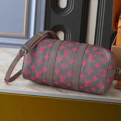 LOUIS VUITTON KEEPALL BANDOULIÈRE 35 GRAY AND PINK 34CM M15023