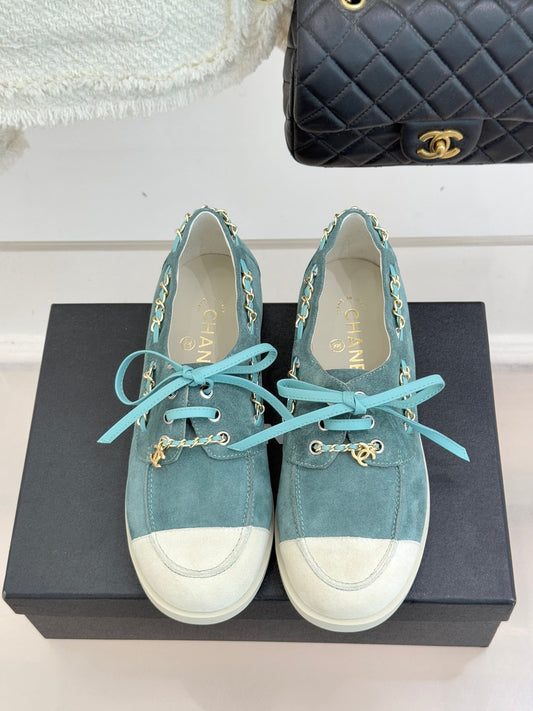 CC Cruise 25/26 Moccasins Steel Teal White Suede