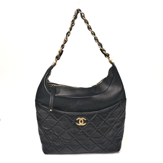 Calfskin Quilted Close To Me Hobo Black