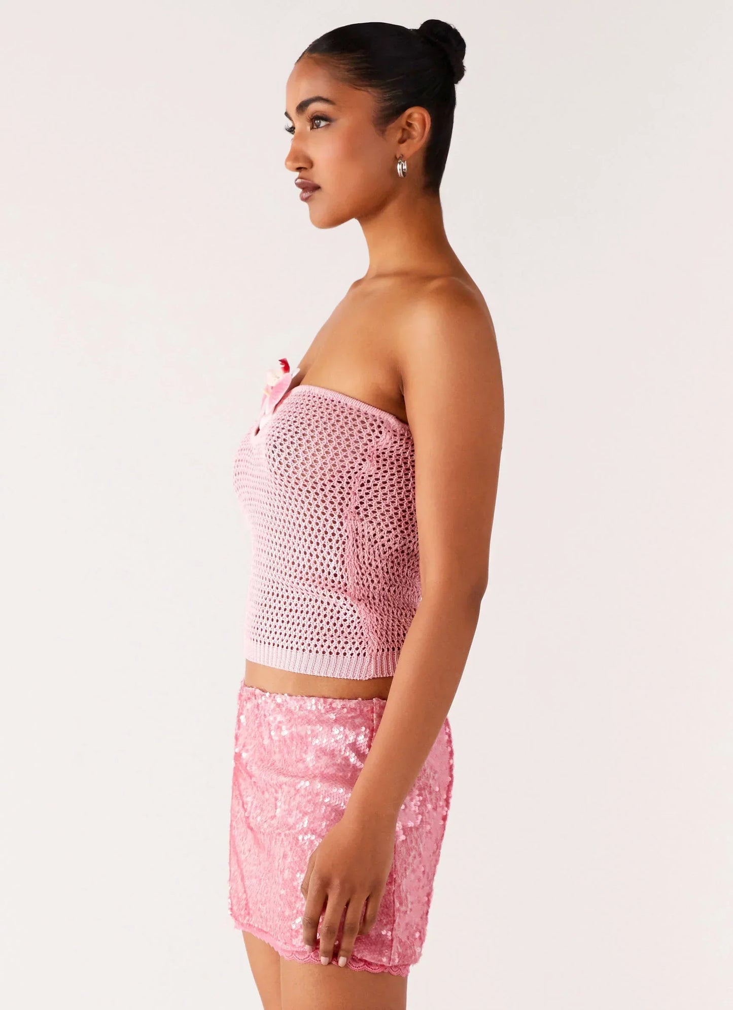 Galia Crochet Top - Pink