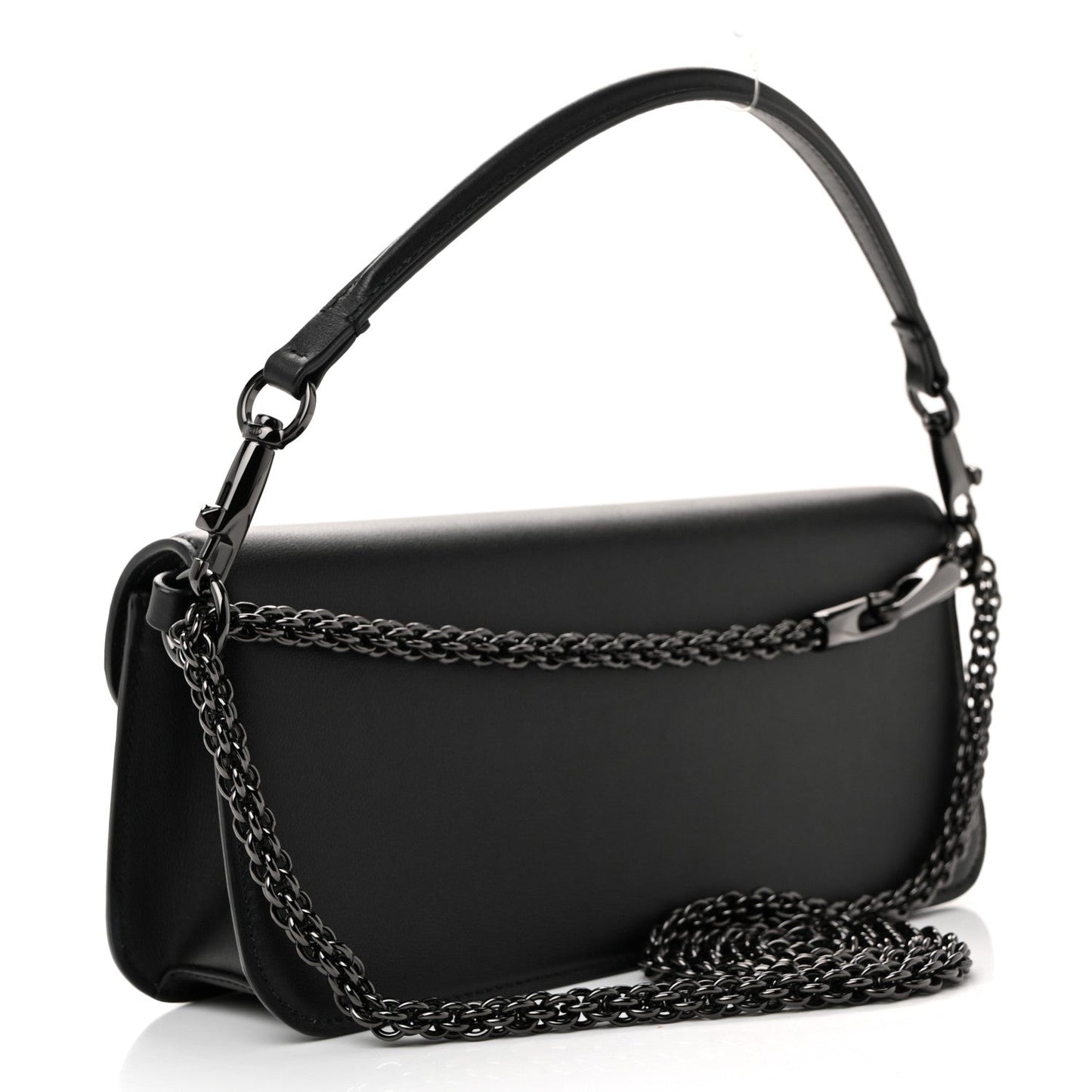 Calfskin Monochrome Vlogo Loco Shoulder Bag Black