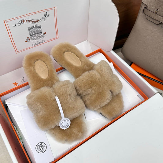 HM Oran Sandal Light Beige Wool Velvet 598194
