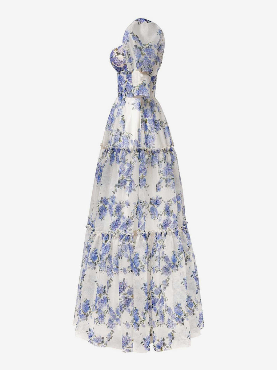 Party Dress Floral Off The Shoulder Tiered A-Line Elegant Prom Maxi Dresses