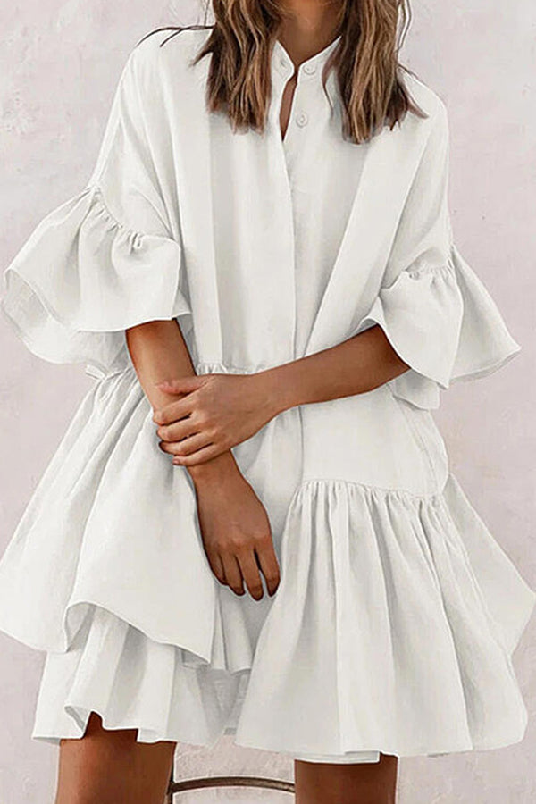 Vestido suelto de gasa de color liso de alta gama 